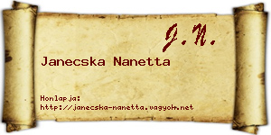 Janecska Nanetta névjegykártya